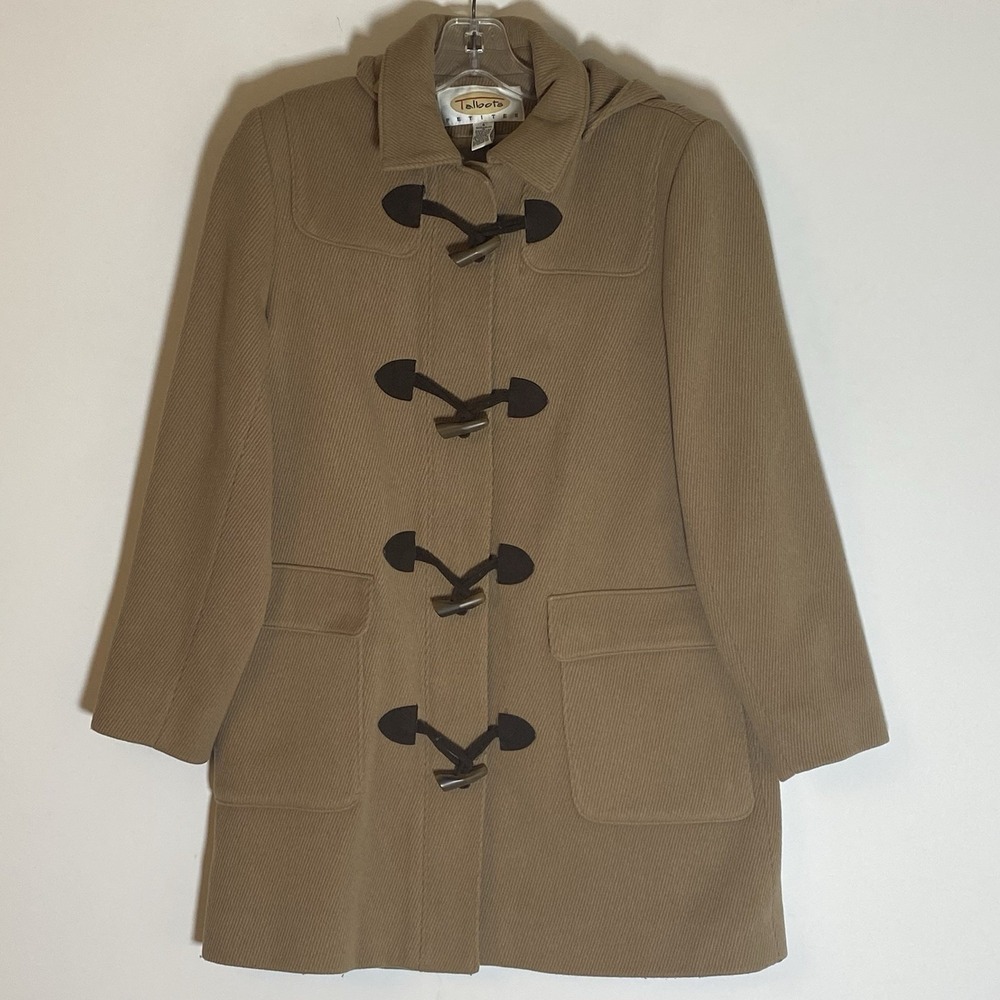 Vintage Talbots Coat Womens 4 Brown Duffel Wool Blend Pockets 80s‎ 90s Classic